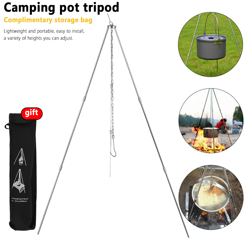Camping Cooking Pot Tripod - Camping Campfire Tripod for Hanging Pot