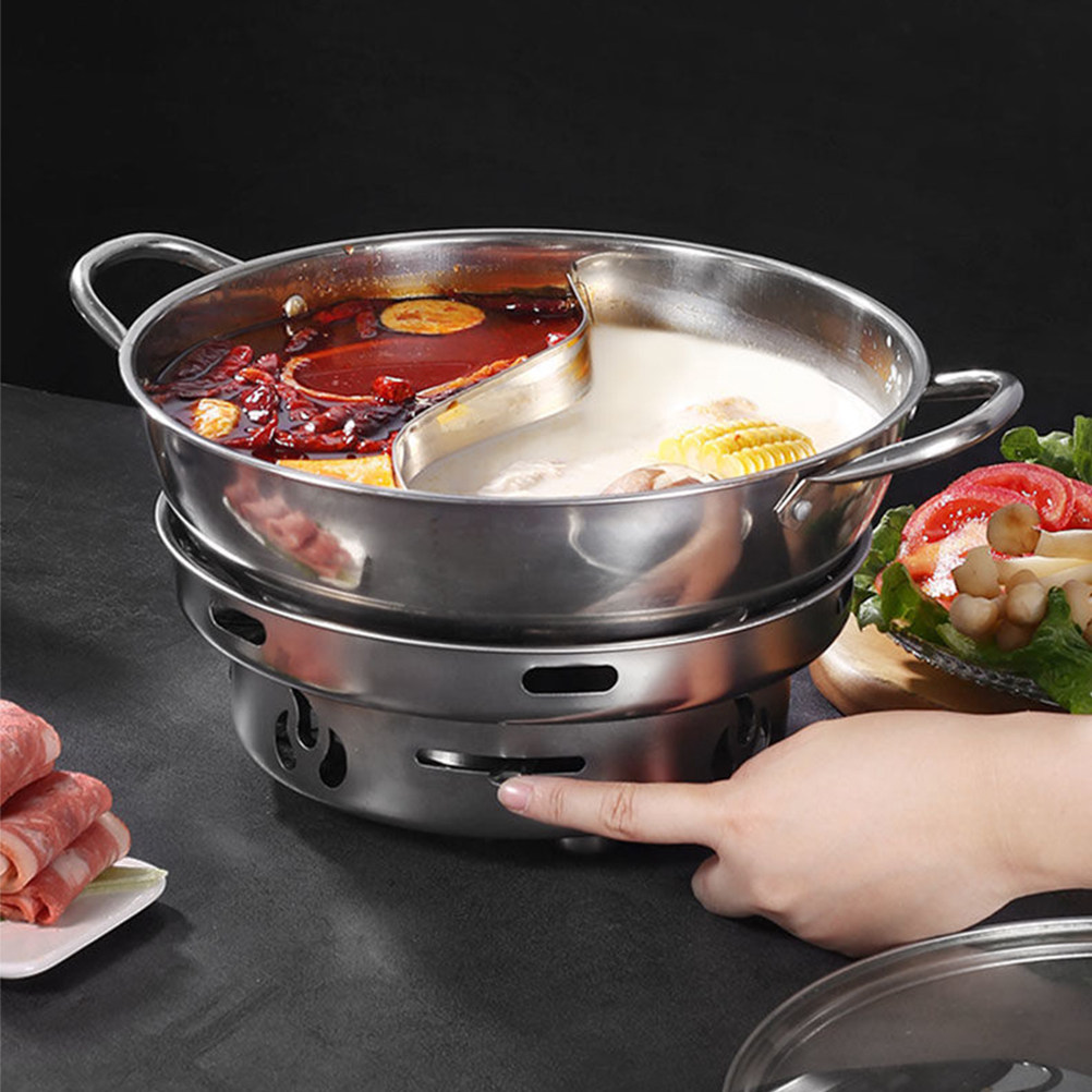 Camping Lightweight Cooking Pot - Windproof Hot Pot Stove Stainless Steel
