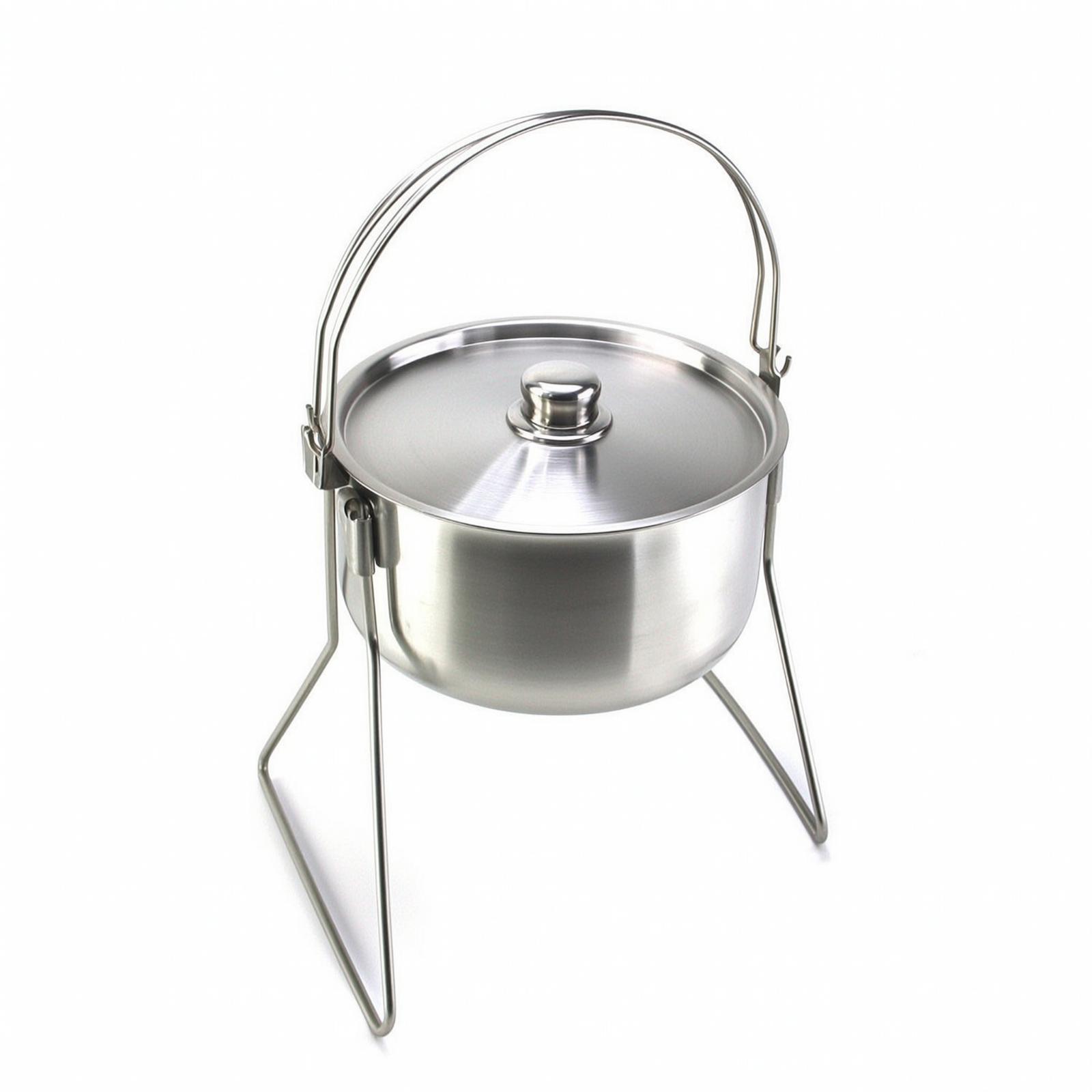 Camping Cooking Pot Tripod - Pot with Tripod Frame Stainless Steel