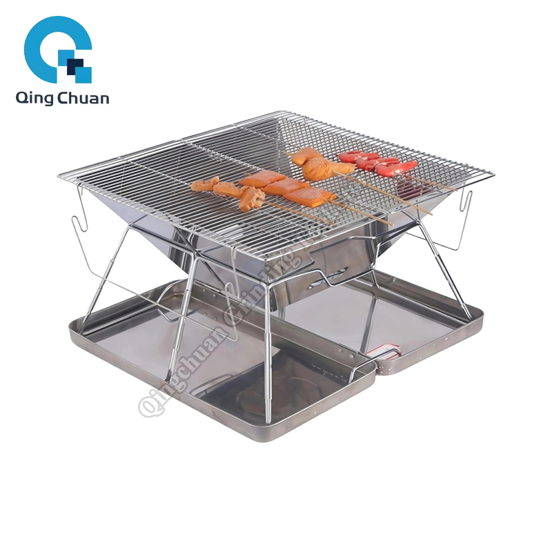 Camping Cooking Area - Camping Grill Charcoal Stove Folding Stainless