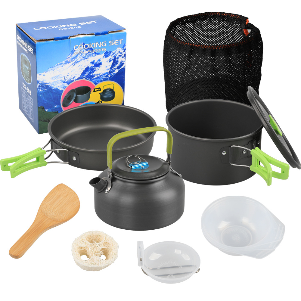 Camping Cooking Set Ds 308 - Camping Cooking Pot Pan Kettle Set