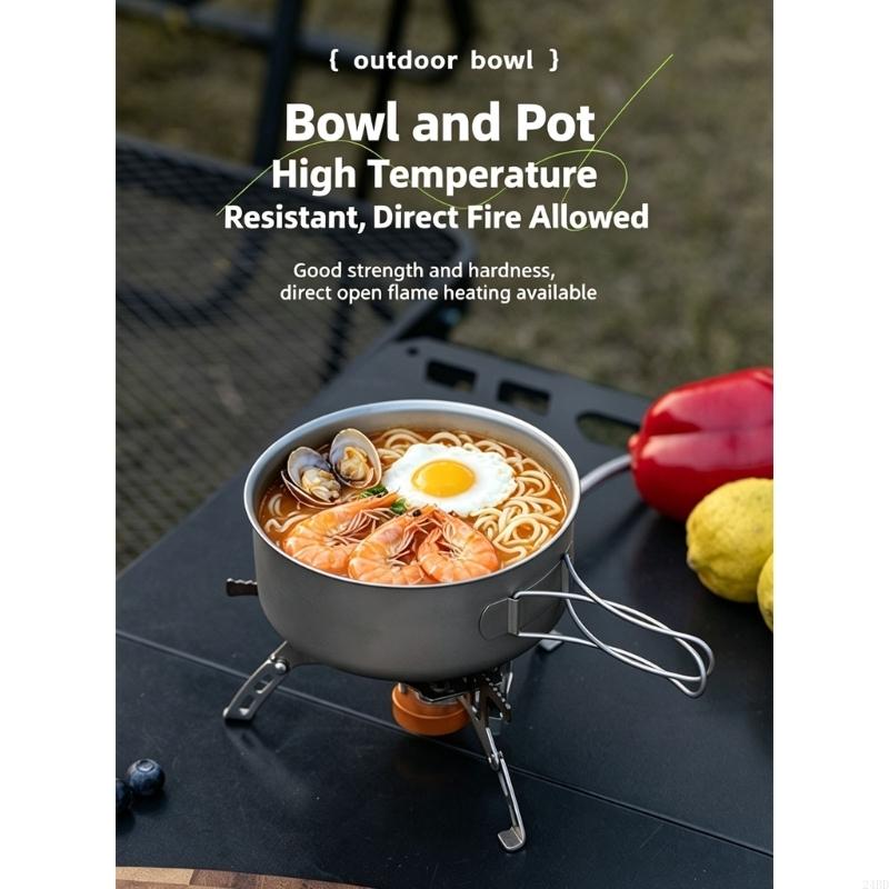 Camping No Cooking Meals - Metal Camping Bowl with Wire Handle,