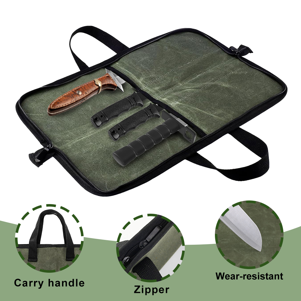 Waxed Canvas Knife Roll Bag Mu - Camping Cooking Equipment review and price