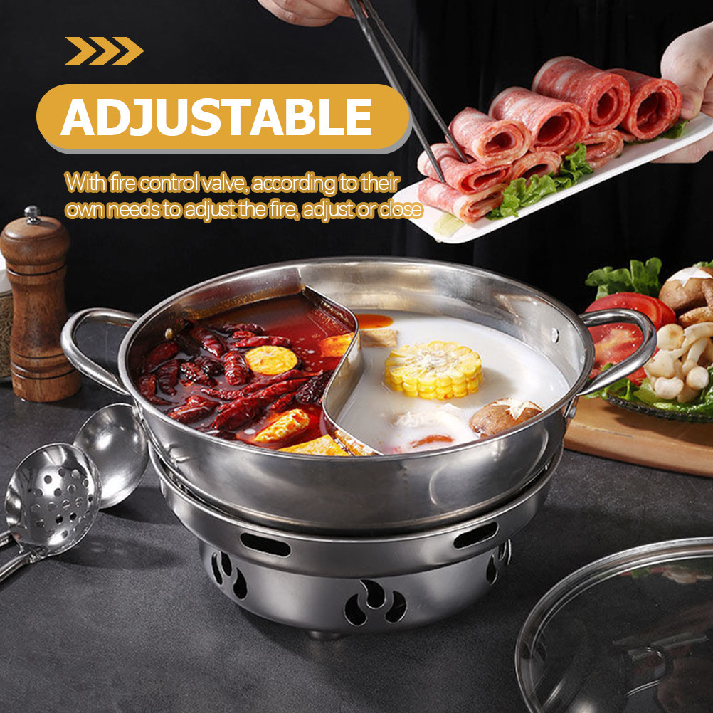 Windproof Hot Pot Stove Stainl - Camping Lightweight Cooking Pot review and price