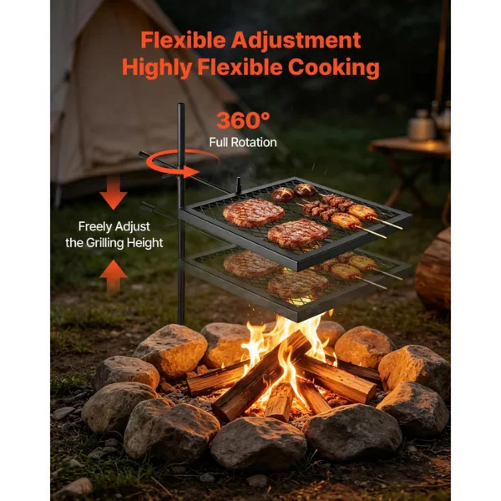 Heavy Duty Swivel Campfire Gri - Camping Cooking Over Fire review and price