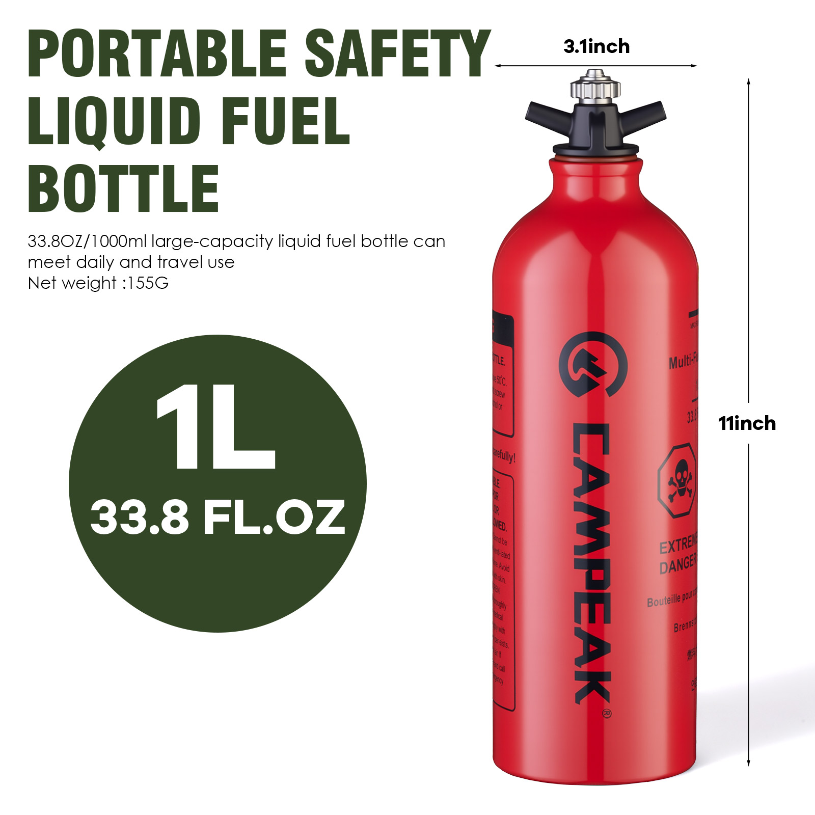 CAMPEAK Liquid Fuel Bottle Can - Camping Cooking Oil Bottle review and price
