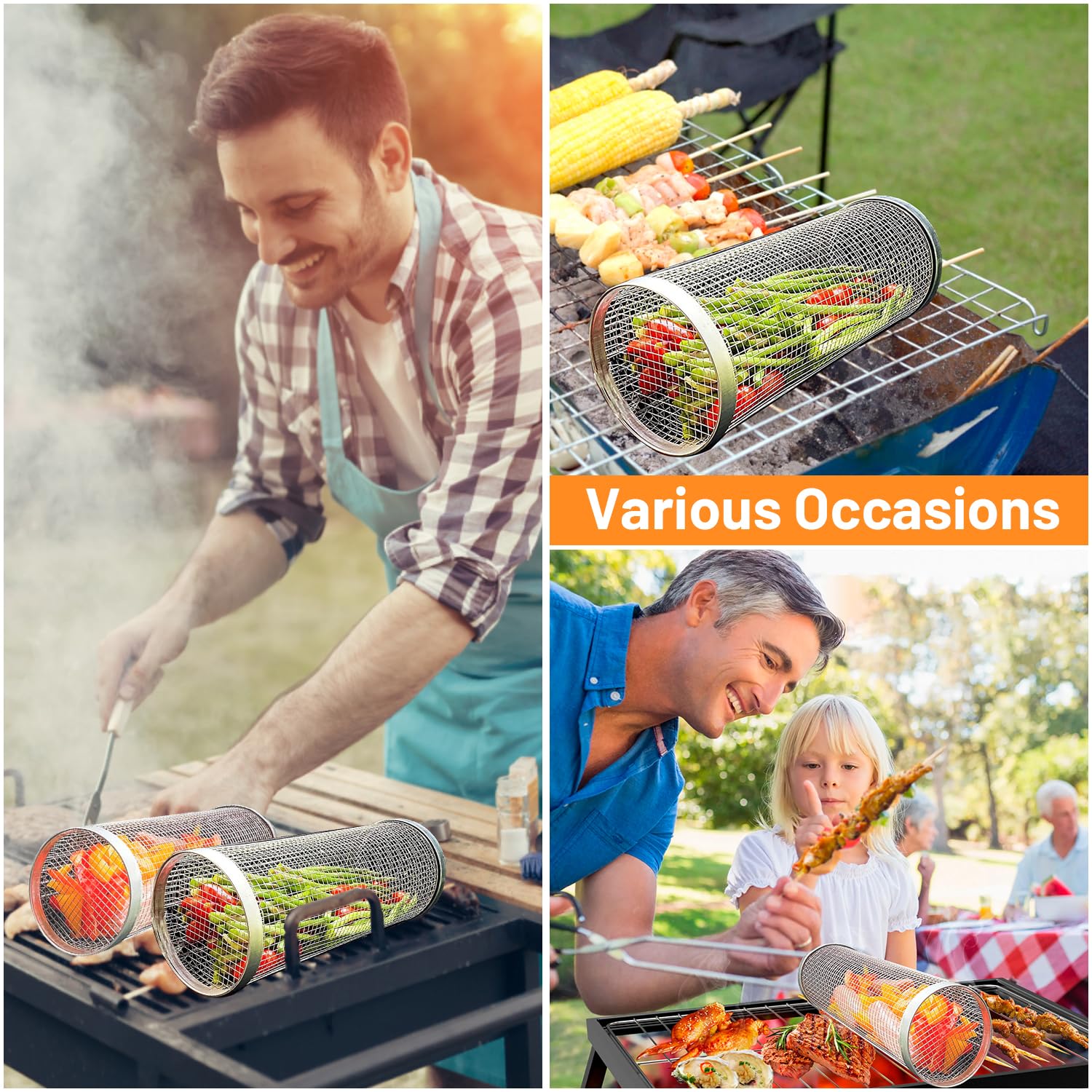 2 Pieces Rolling Grilling Bask - Camping Cooking Unit review and price