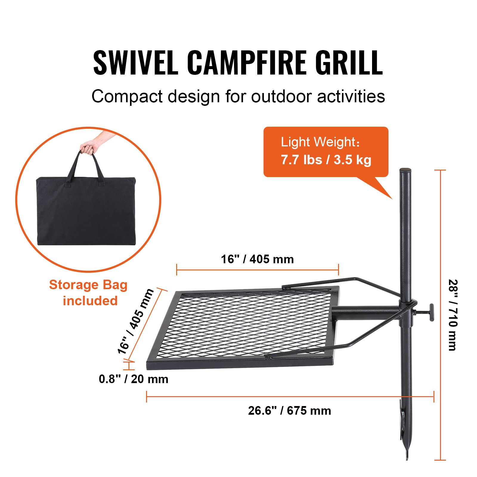 Swivel Campfire Grill, Fire Pi - Camping Cooking Over Fire review and price